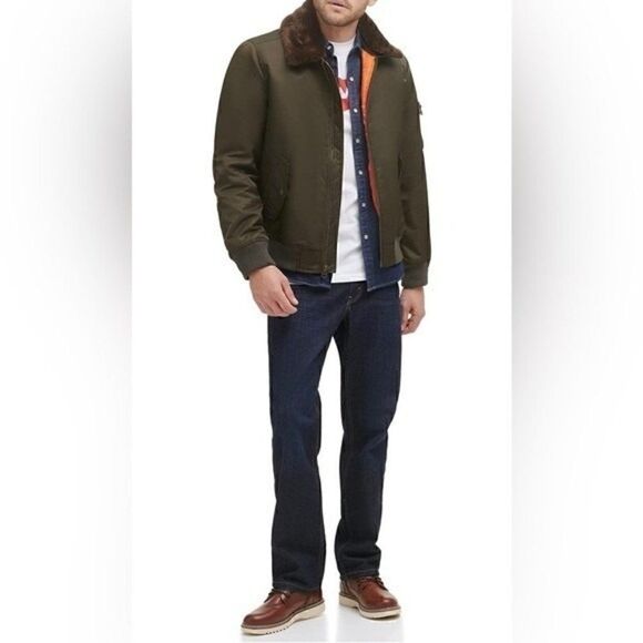 New LEVI'S Men's Flight Bomber Jacket with a Faux Fur Removable Collar XL - Picture 1 of 15